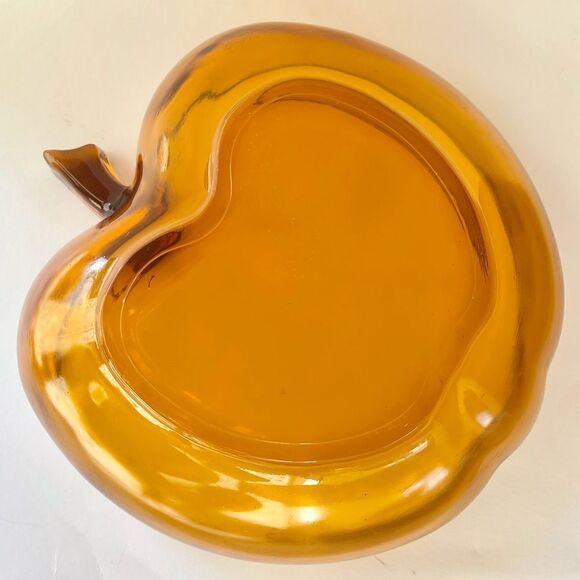 Vintage Orchard Amber by Hazel Atlas Large Apple Shaped Glass Bowl - Picture 6 of 12